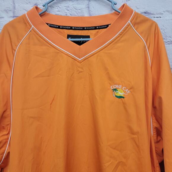 FootJoy Orange Windbreaker Jacket Size XL Pullover Cove Cay Golf Logo Activewear - Picture 2 of 8